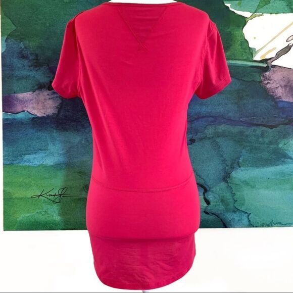 Lucy Short Sleeve High-Low X Back Top Pink Small - Picture 2 of 7